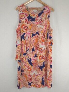 J. Jill Women's Paisley Print Layered Sleeveless Shift Dress